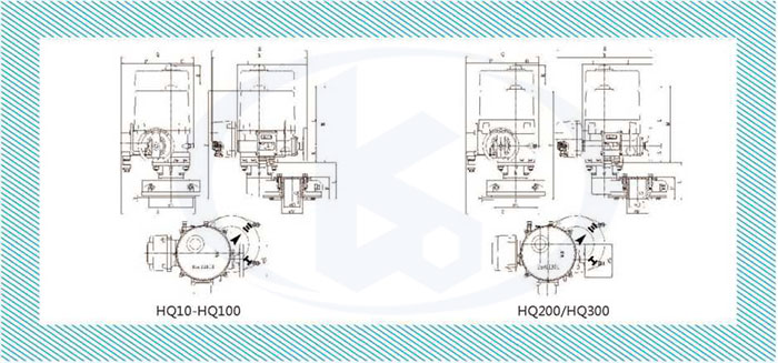 角行程電動執(zhí)行器（帶閥門）外形尺寸圖